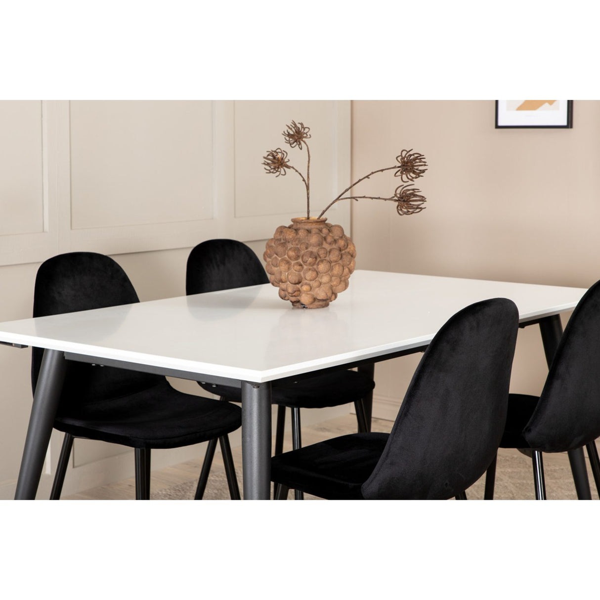 Jimmy, Polar Rektangulär matgrupp Svart, Svart, vit, 150 x 90