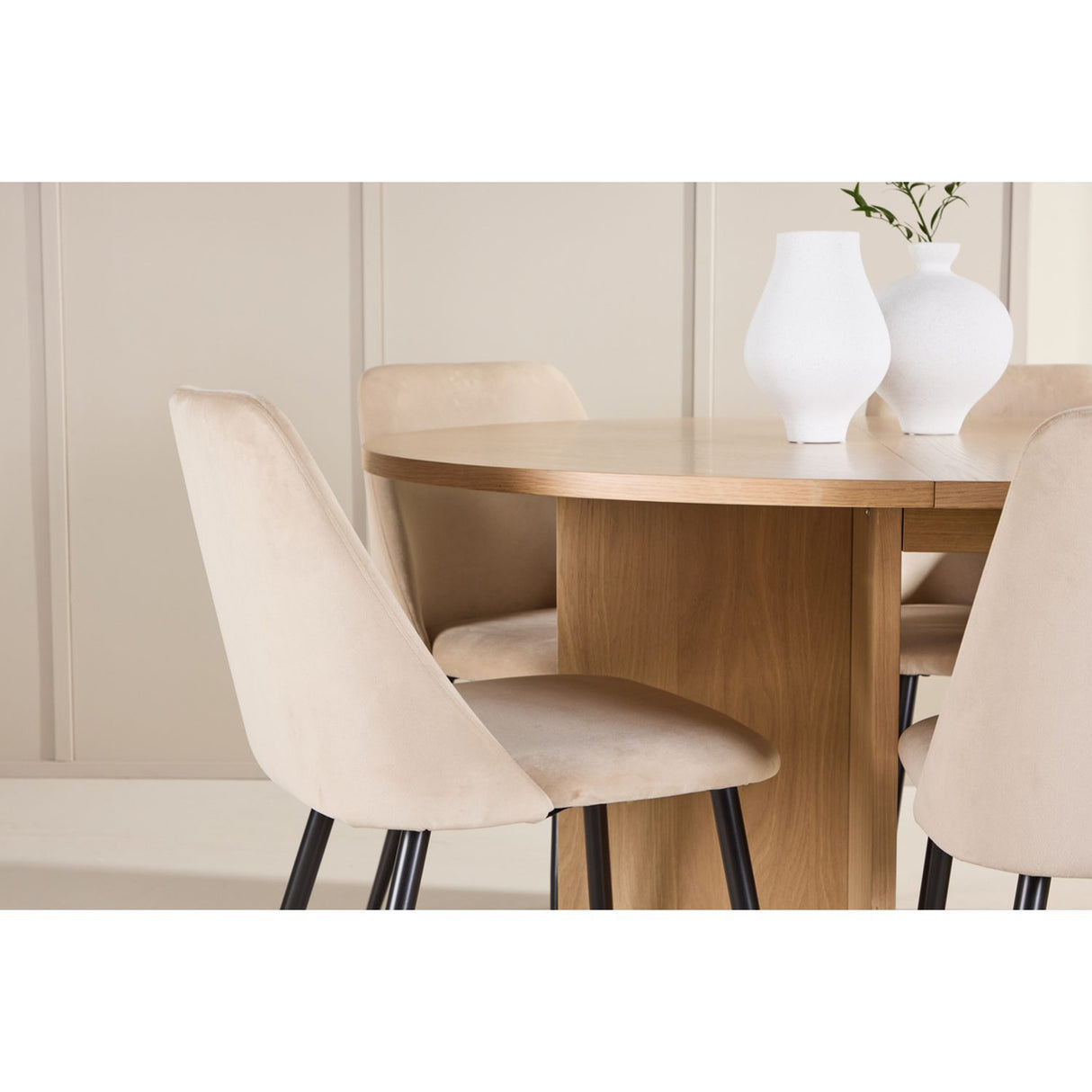 Strada, Night Oval matgrupp Beige,Svart, Vitpigmenterad, ⌀120