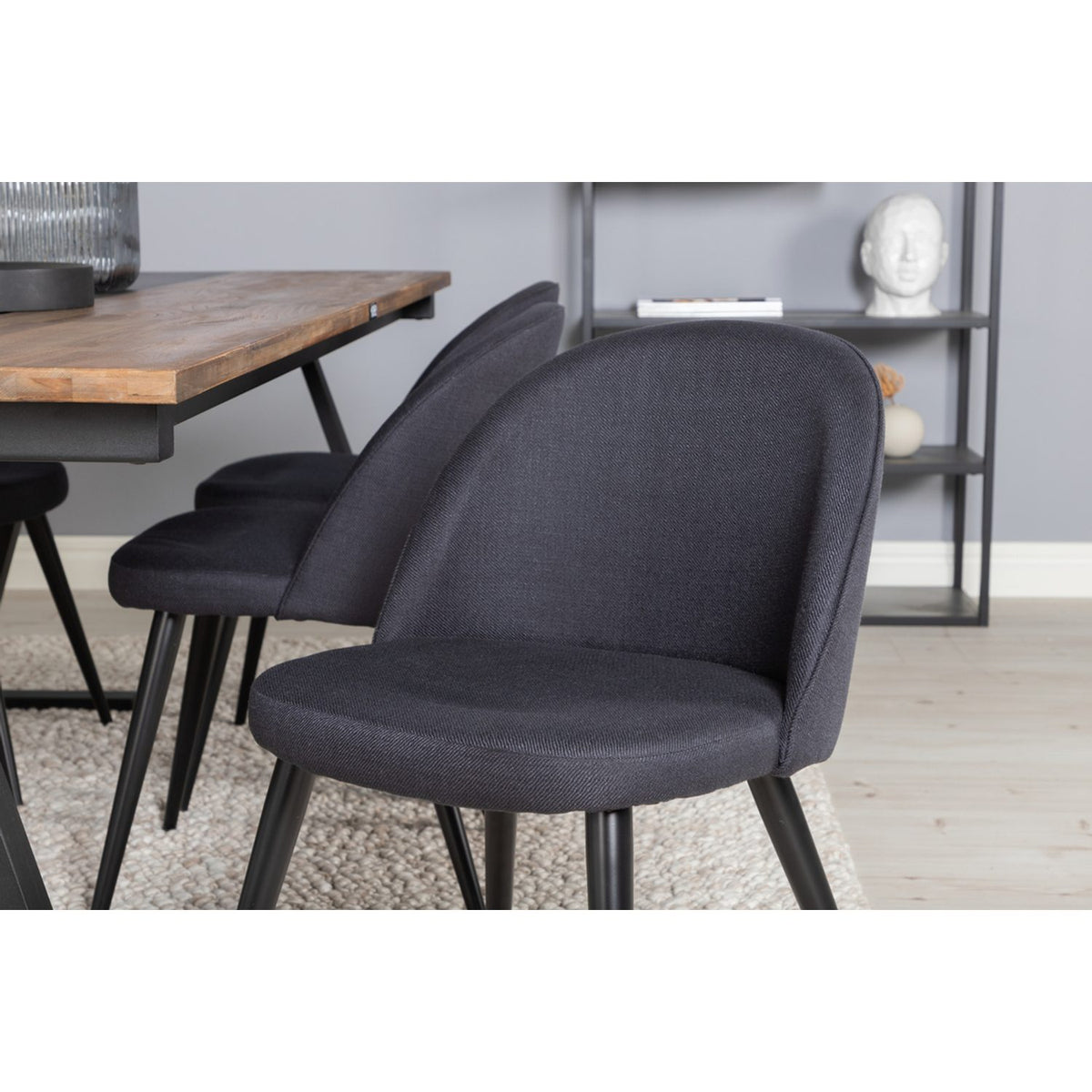 Jakarta, Velvet Rektangulär matgrupp Svart, Svart,Natur, 200 x 90