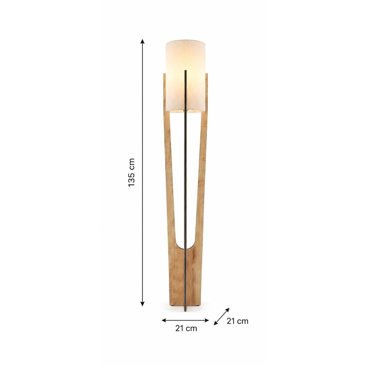 Minimalistisk (H 135 cm) Golvlampa Ek