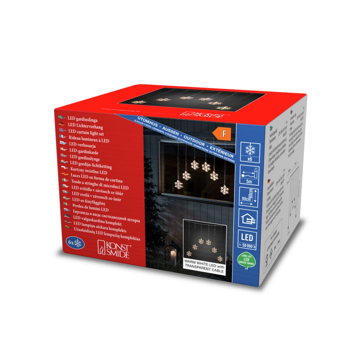Gardin 6 snöflingor 8 varmvita LED/Stjärna Ljusslinga Ute