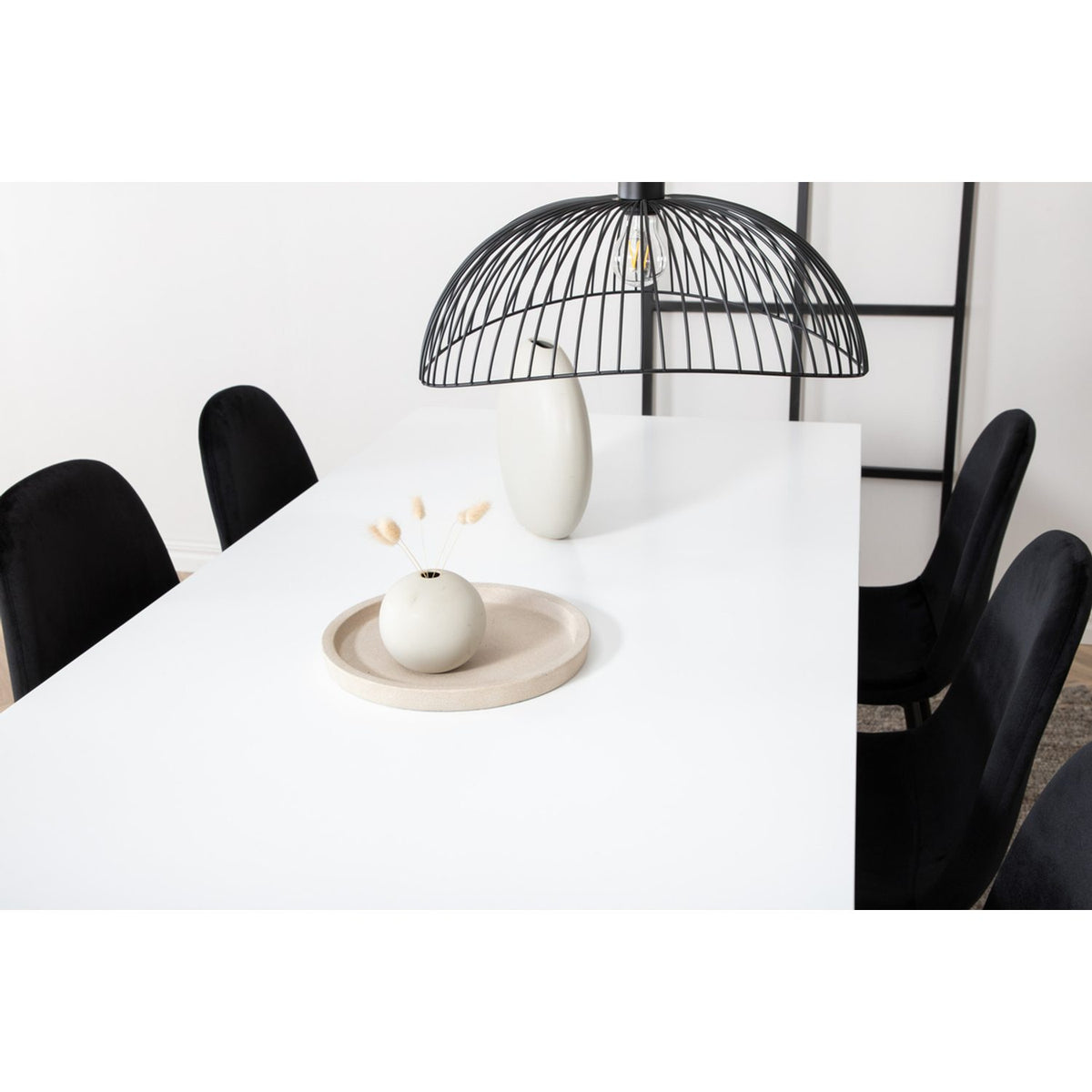 Jimmy, Polar Rektangulär matgrupp Svart, Svart, vit, 195 x 90
