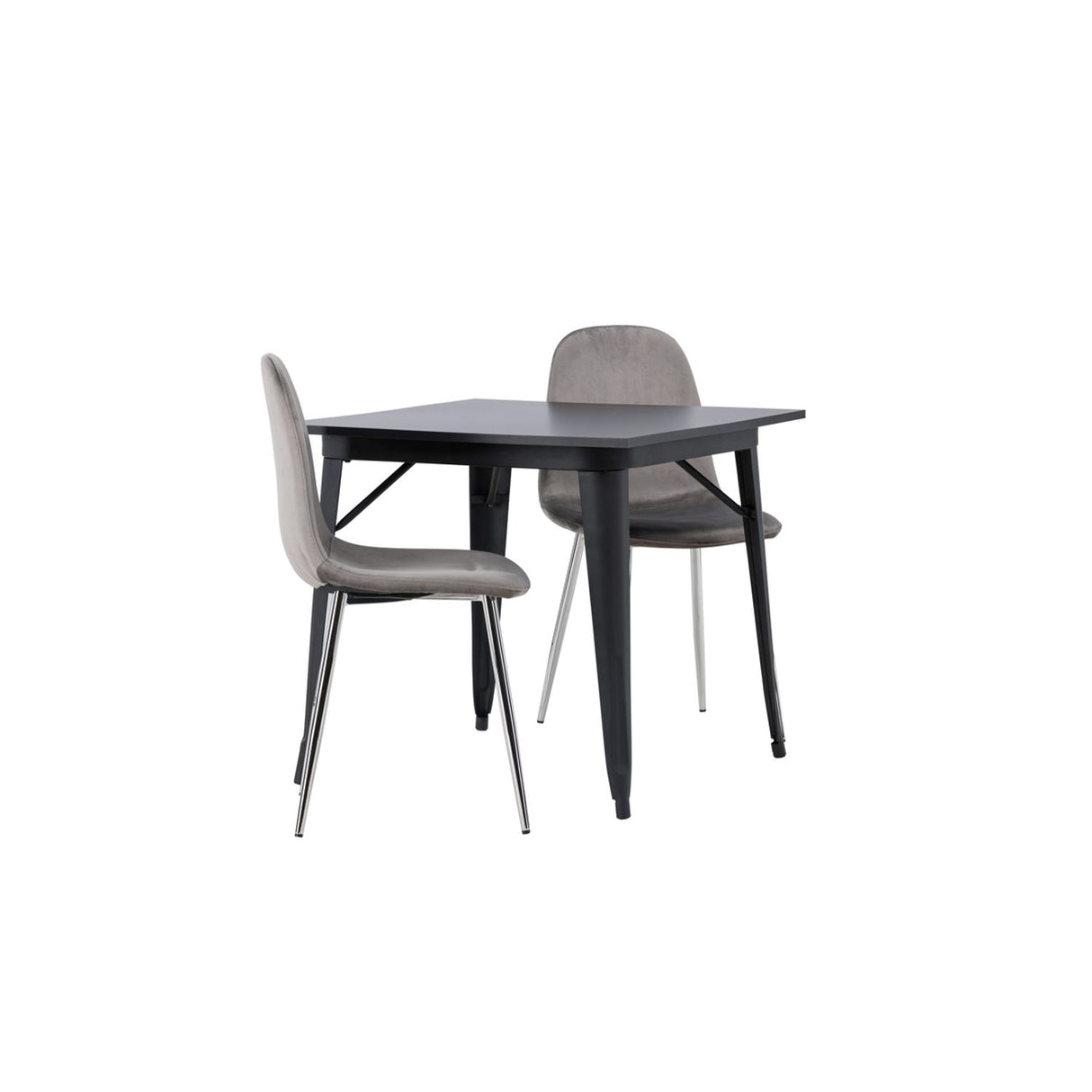 Tempe, Eva Rektangulär matgrupp Silver, Svart, 80 x 80