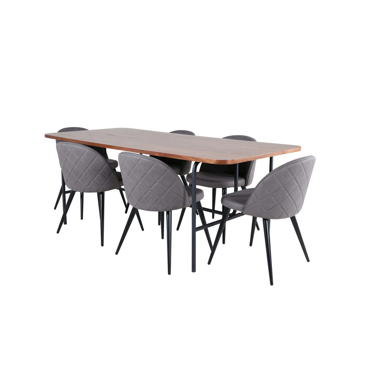 Uno, Velvet Rektangulär matgrupp Svart,Grå, Svart,Natur, 200 x 90