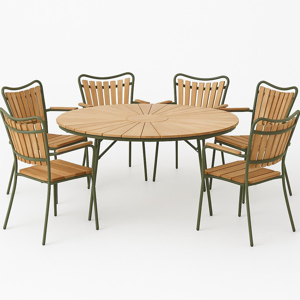 Ellen Matgrupp 150 cm Teak/Grön