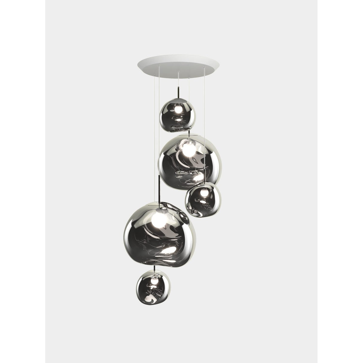Melt Large Rund Pendelsystem LED Silver