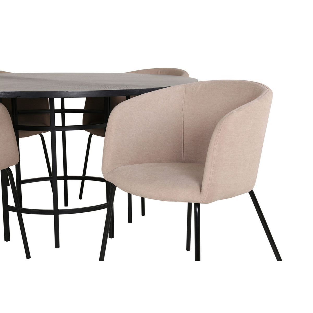Copenhagen, Berit Rund matgrupp Beige, Svart, Svart, ⌀140