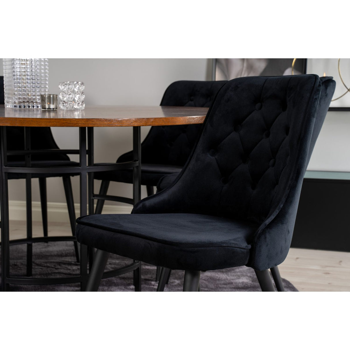 Copenhagen, Velvet Deluxe Rund matgrupp Svart, Svart,Brun, ⌀140
