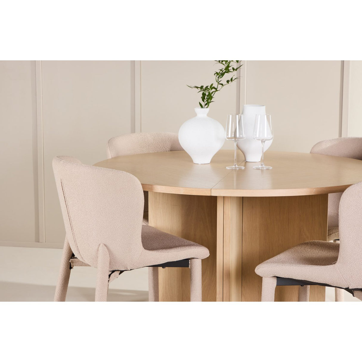 Strada, Astoria Oval matgrupp Beige, Vitputsad, 4st