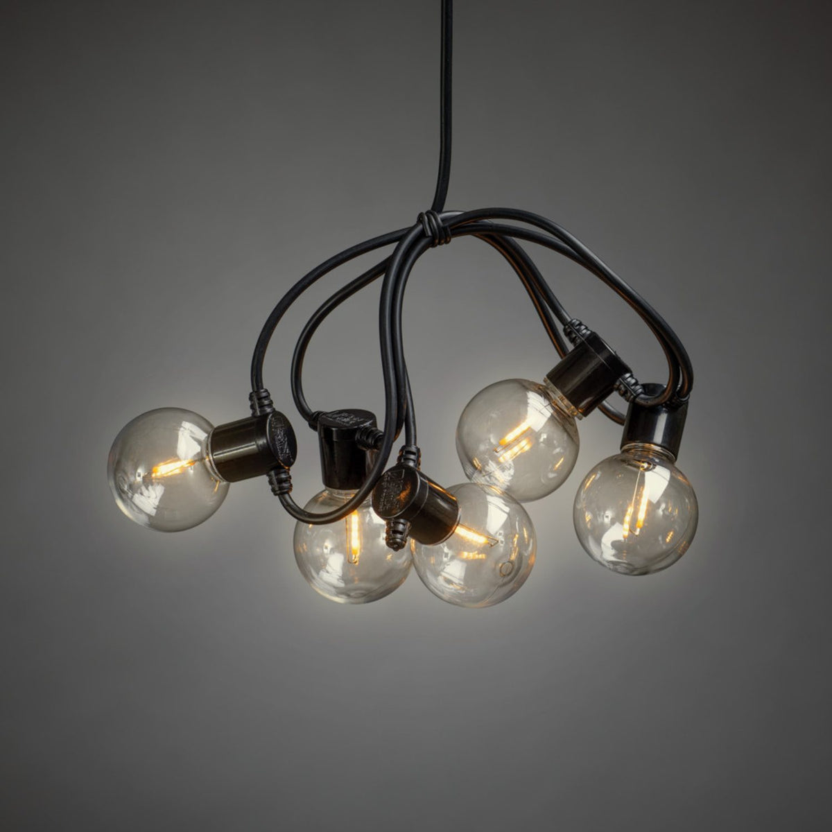 E14 10 Amber LED Svart kabel Timer 6h Ljusslinga Ute
