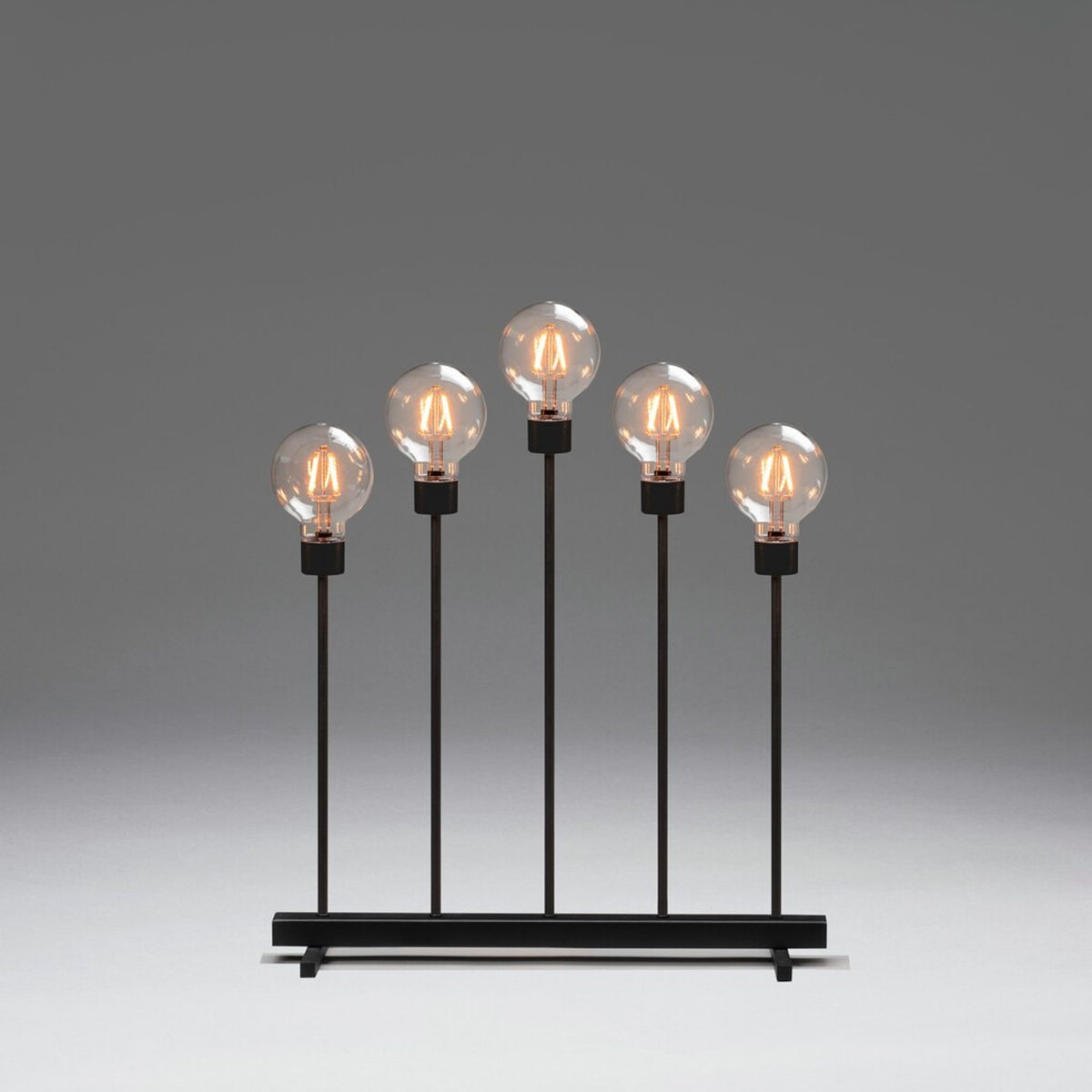 5 Ljus Metall Svart Amber LED med Dimmer Elljusstake V-form