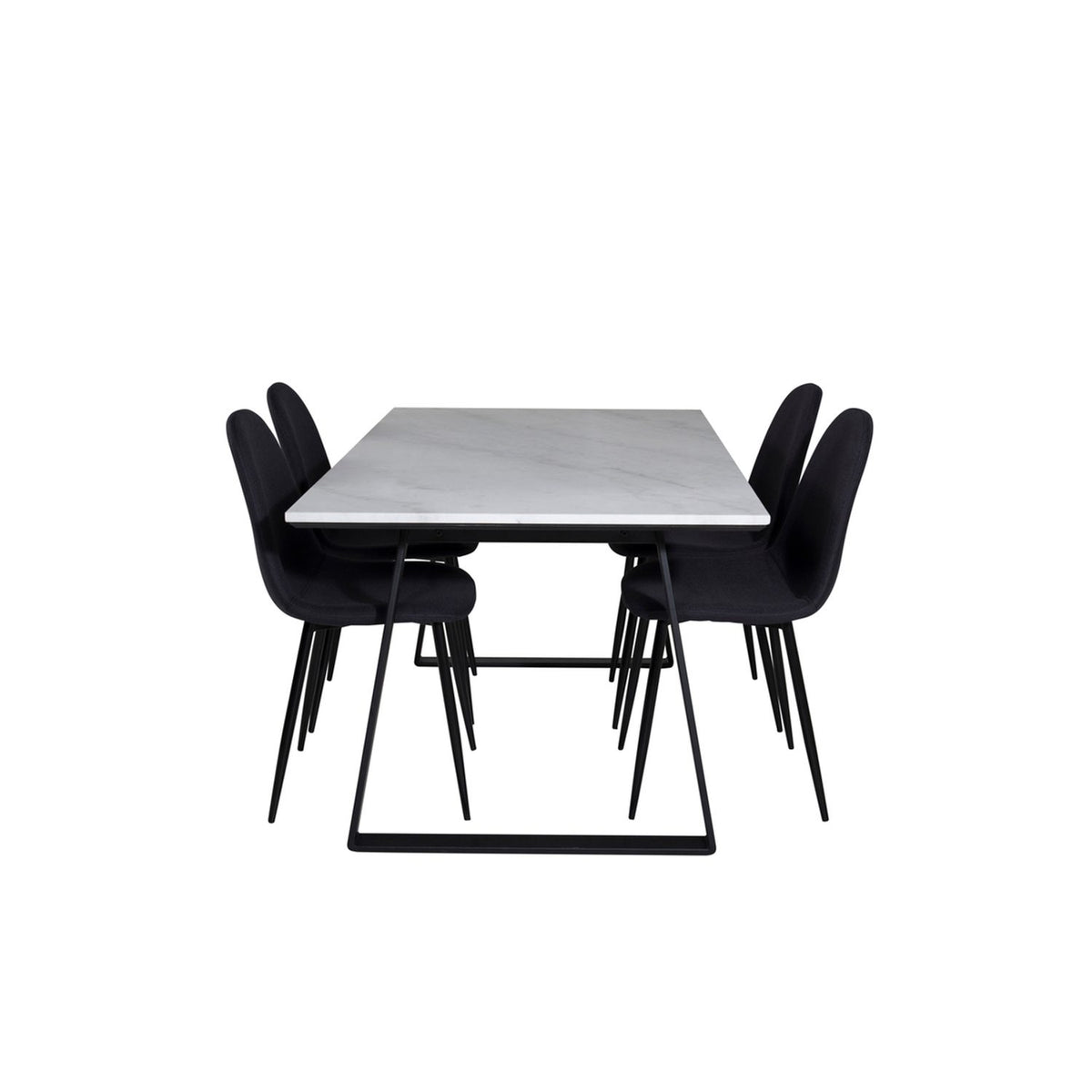Estelle, Polar Rektangulär matgrupp Svart, Svart, vit, 140 x 90