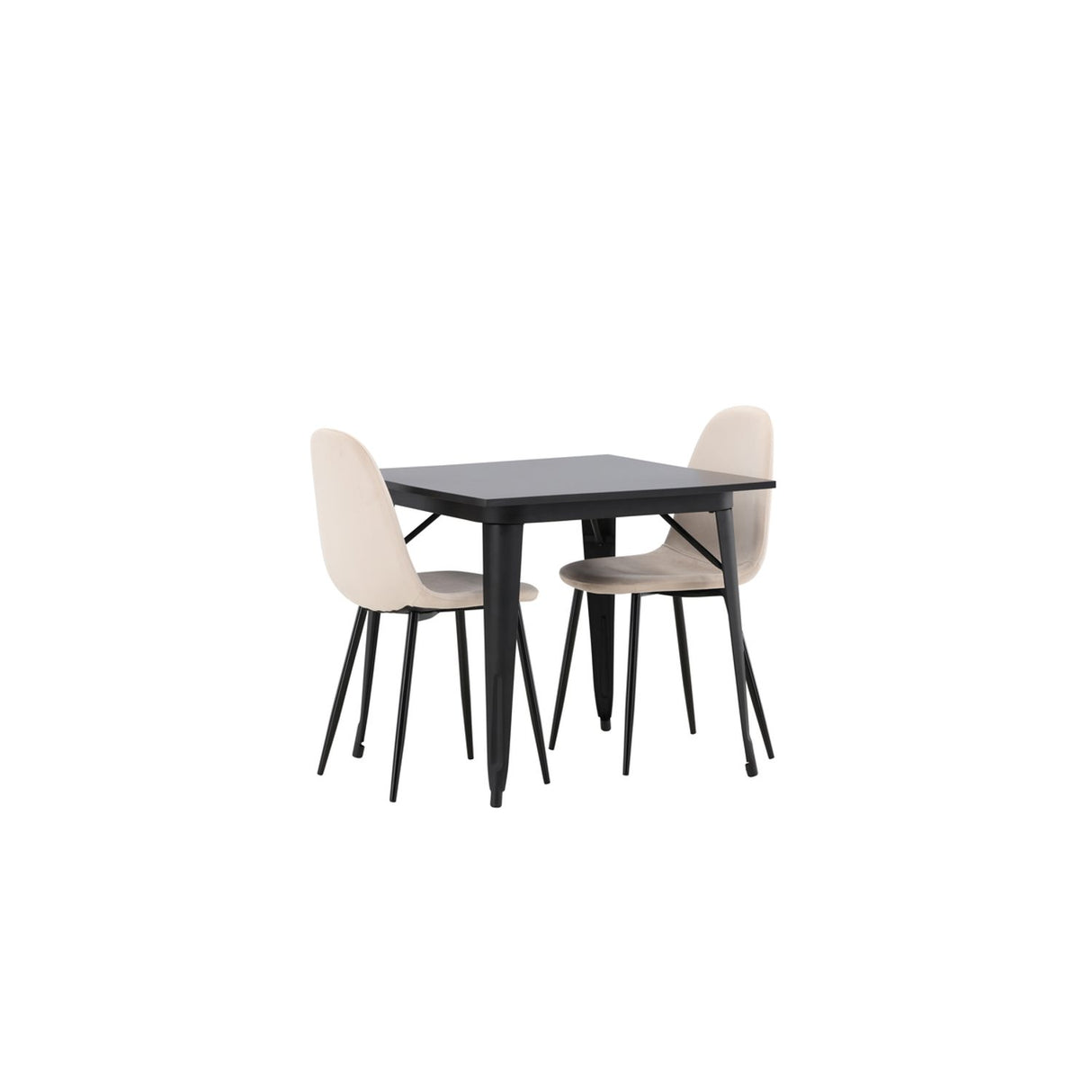 Tempe, Polar Rektangulär matgrupp Beige, Svart, Svart, 80 x 80