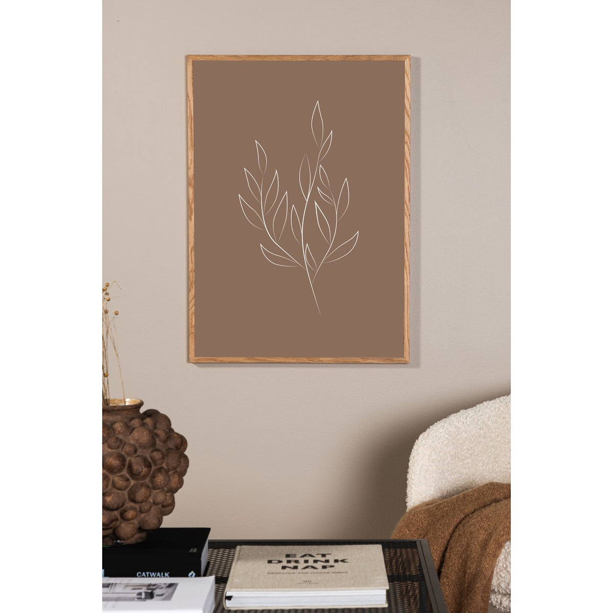 Ritat blad Poster Brun, 30 x 40 cm