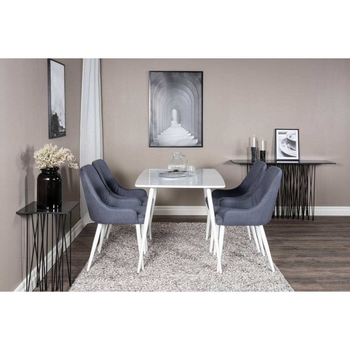 Polar, Plaza Rund matgrupp Blå,Vit, Vit, 120 x 75