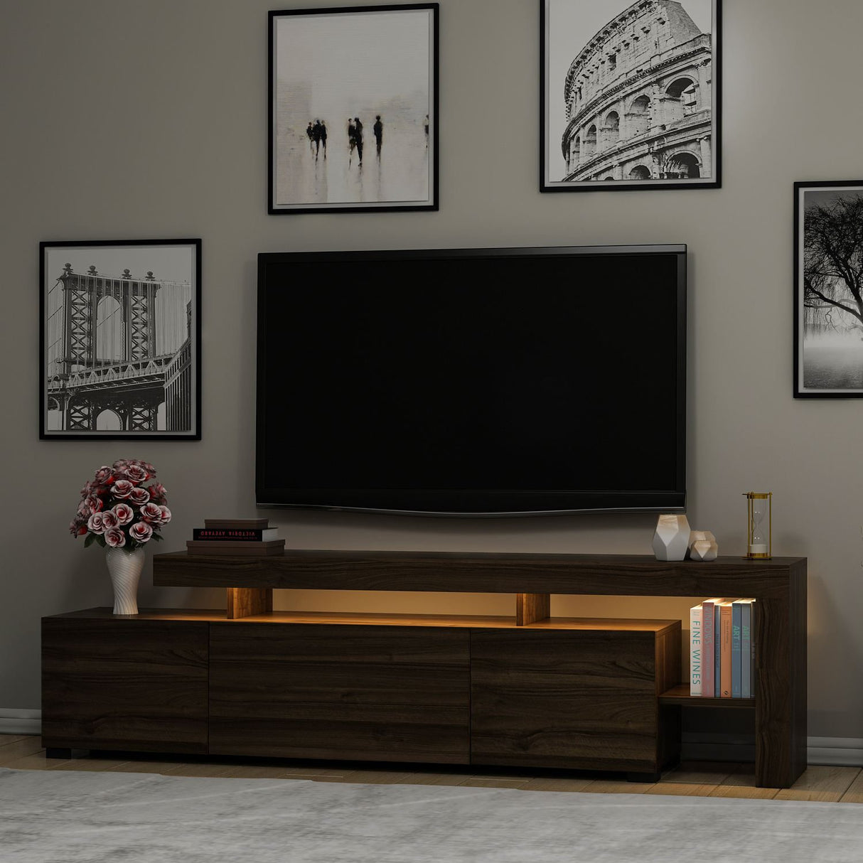 Beliz (192 x 53 x 37 cm) valnöt TV-bänk