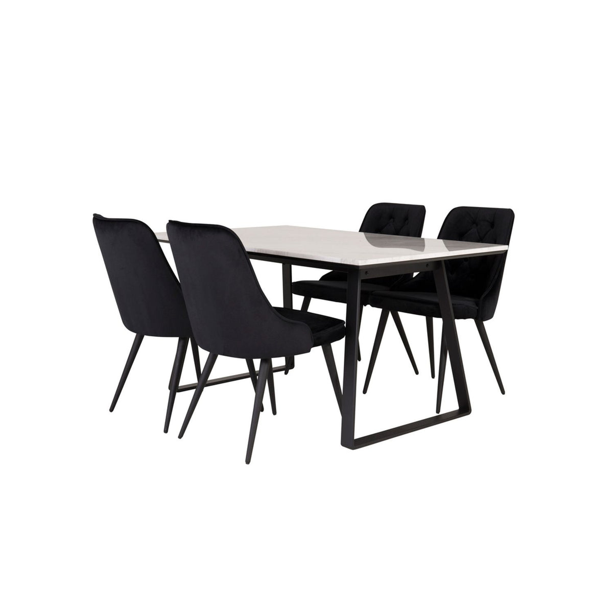 Estelle, Velvet Deluxe Rektangulär matgrupp Svart, Svart,Vitt, 140 x 90