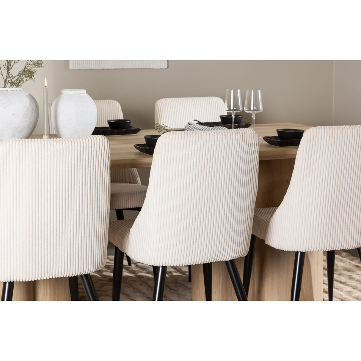 Olivia, Leone Rektangulär matgrupp Beige, Natur, 6st