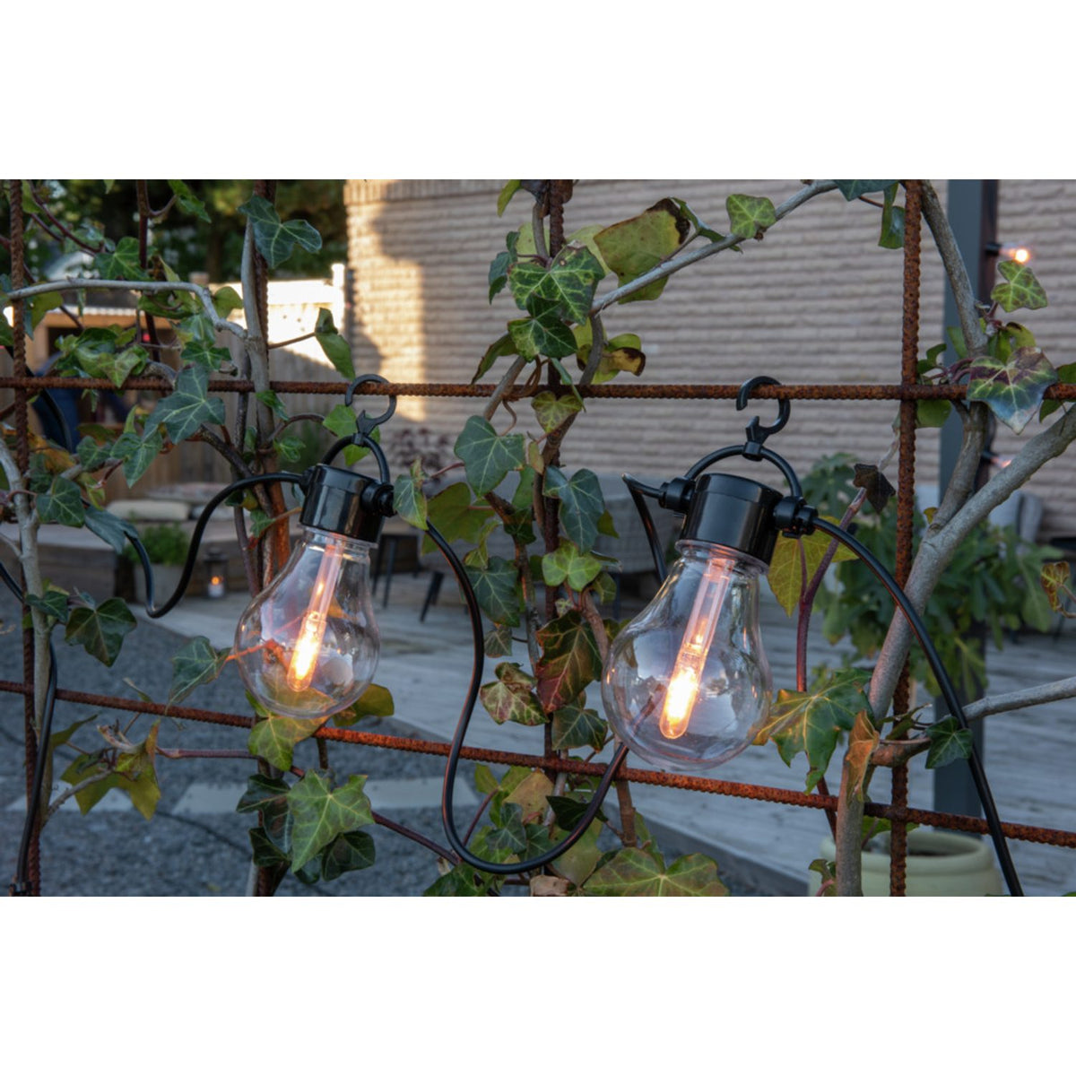 E27 10 Amber LED, Utbytbar Dimmer Oval Ljusslinga Ute