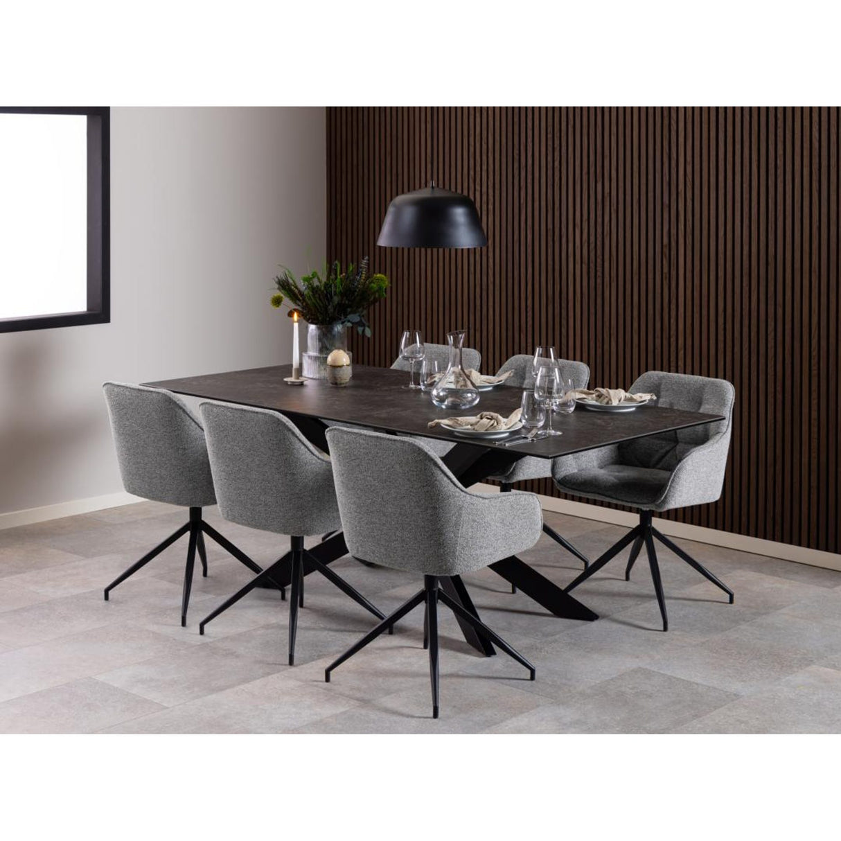 Toulon Karmstol Snurr Monza tyg Grå