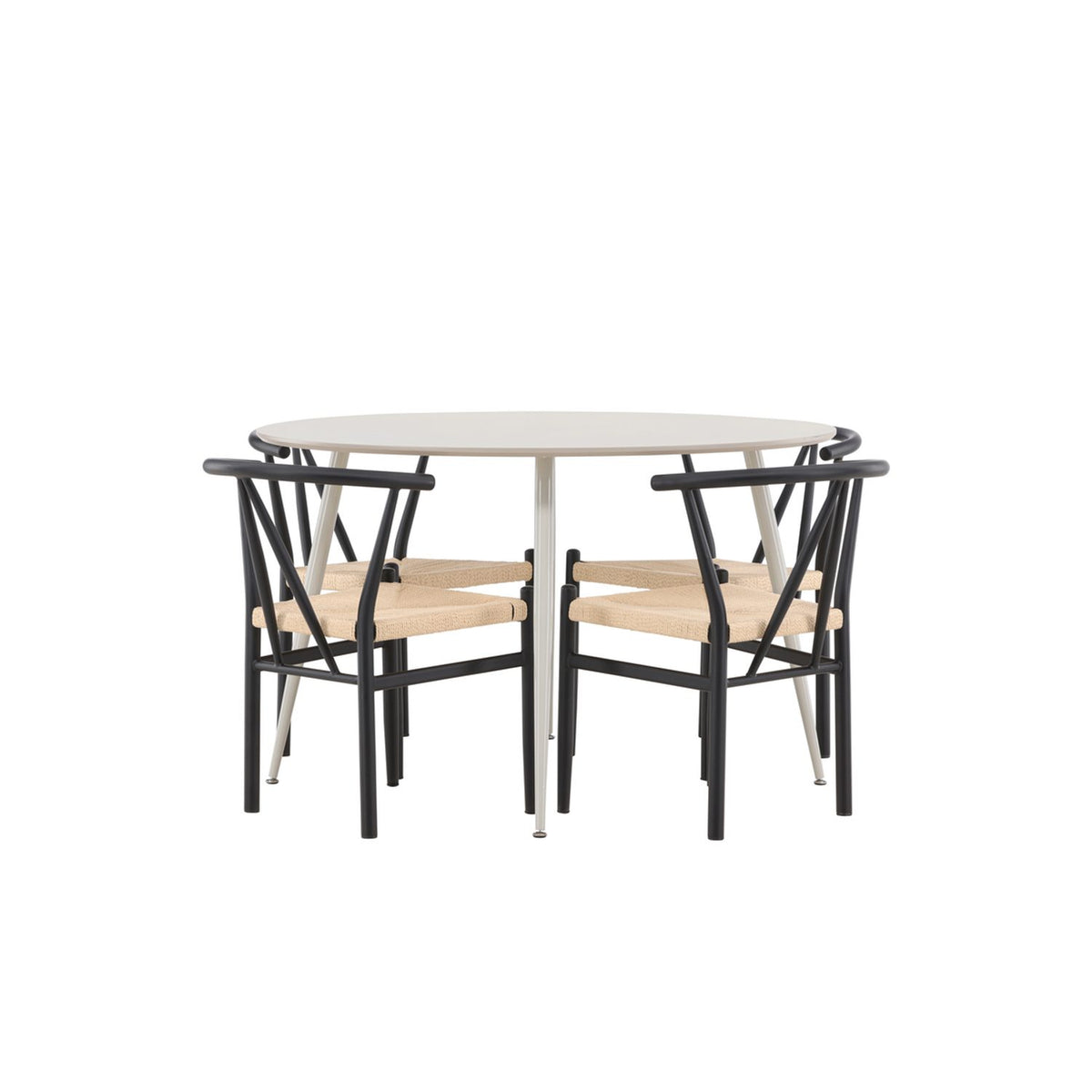 Plaza, Alfons Rund matgrupp Svart, beige, Beige, ⌀120