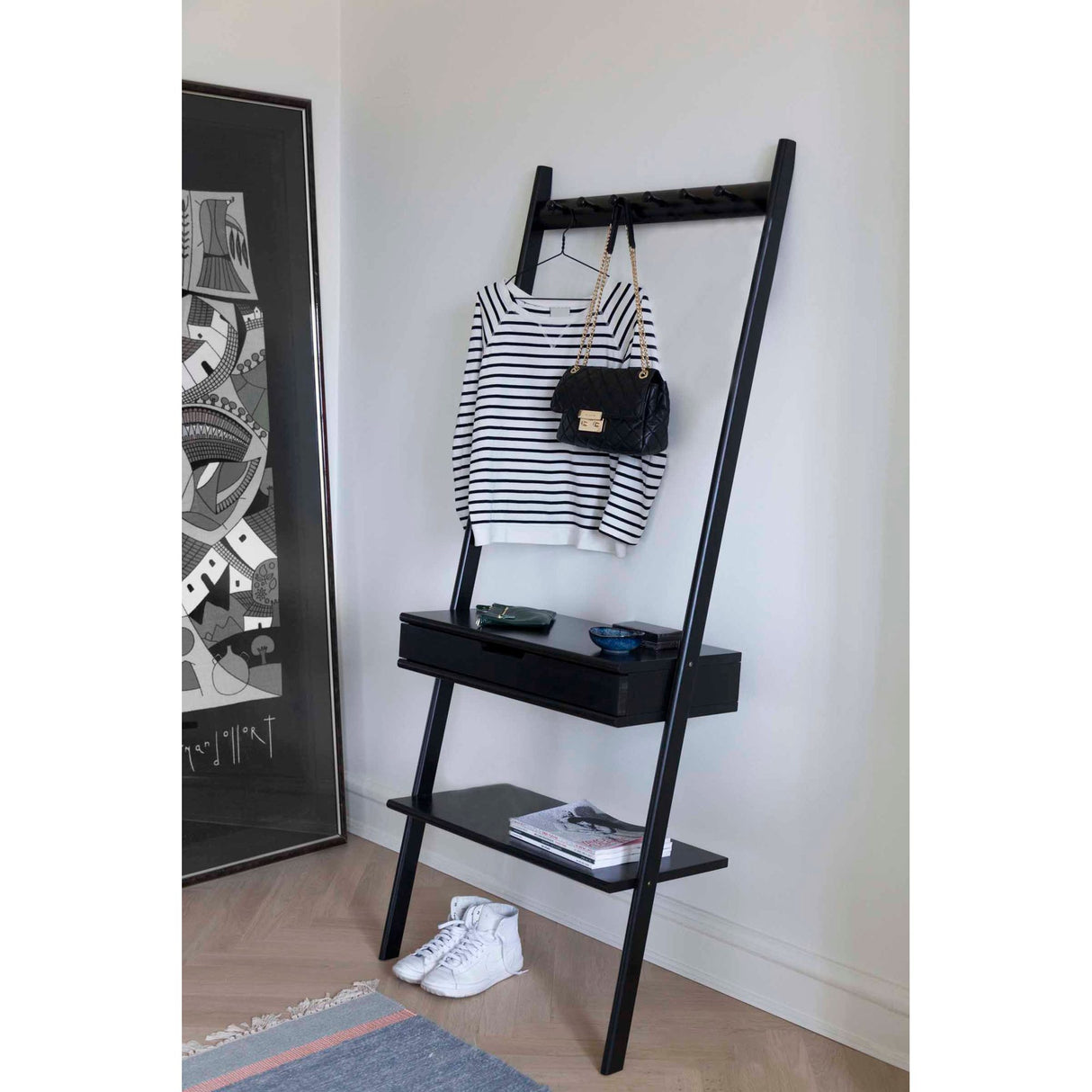 Vägghylla med Låda Svart