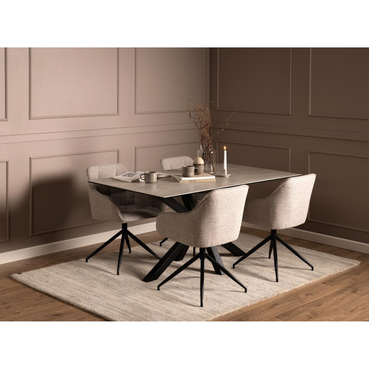 Toulon Karmstol Snurr Monza tyg Beige