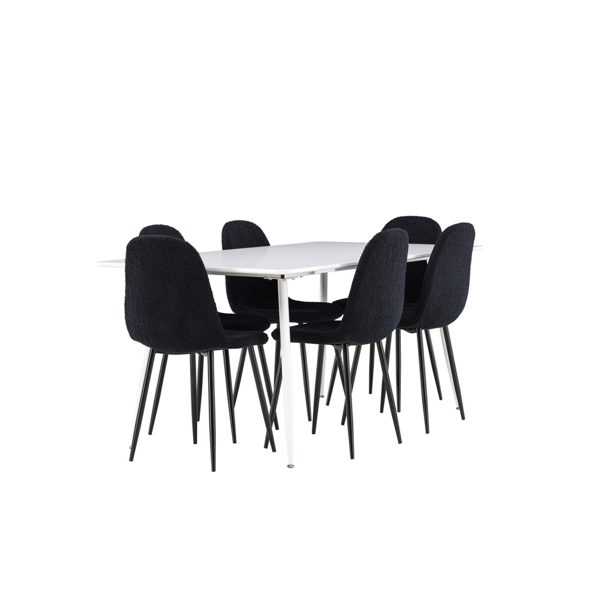 Silar, Polar Rektangulär matgrupp Svart, Vit, 180 x 90