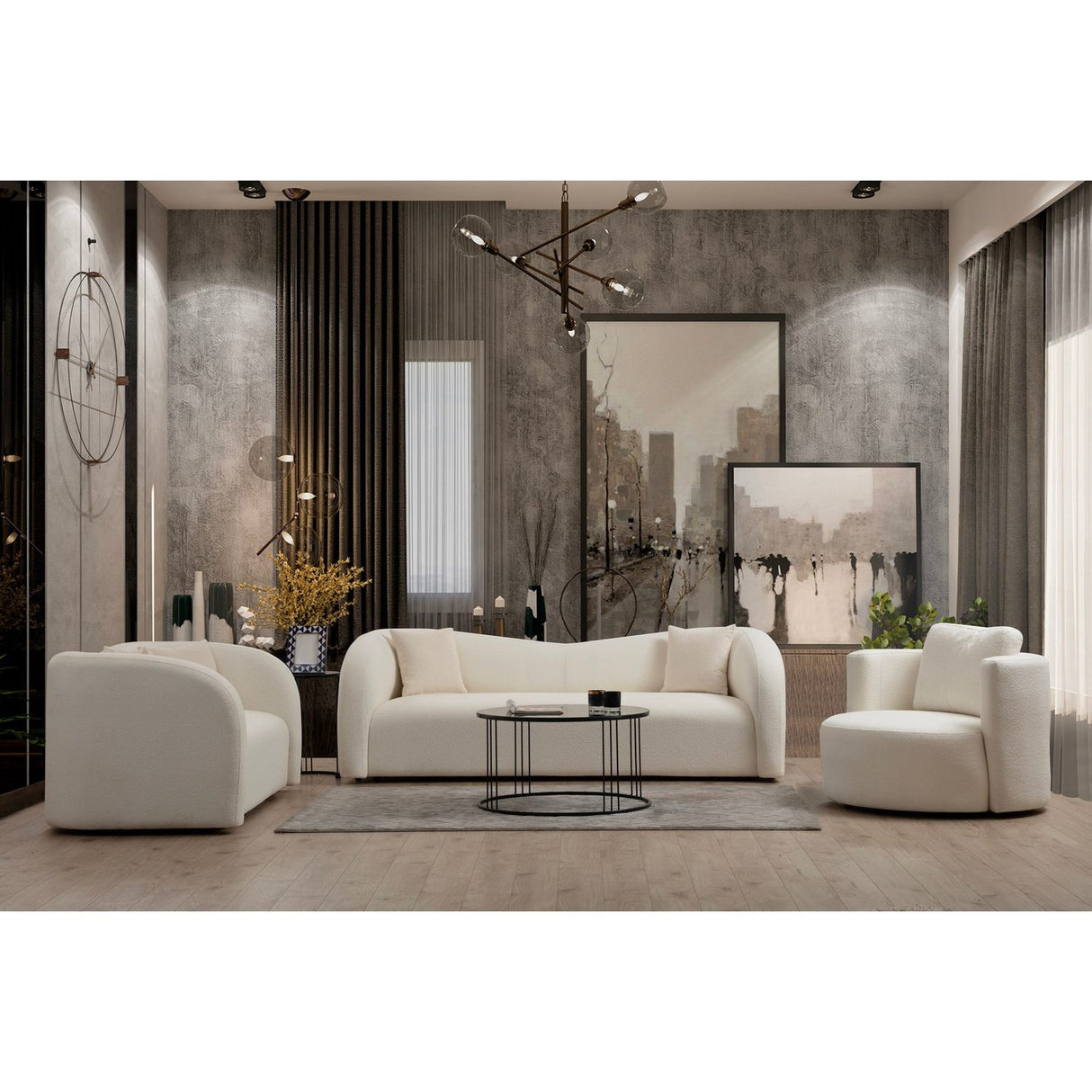 Funchal (225 x 76 x 75 cm) Kräm 3-sitssoffa