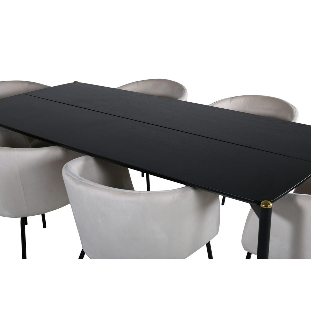 Pelle, Berit Rektangulär matgrupp Beige, Svart, Svart, 190 x 90