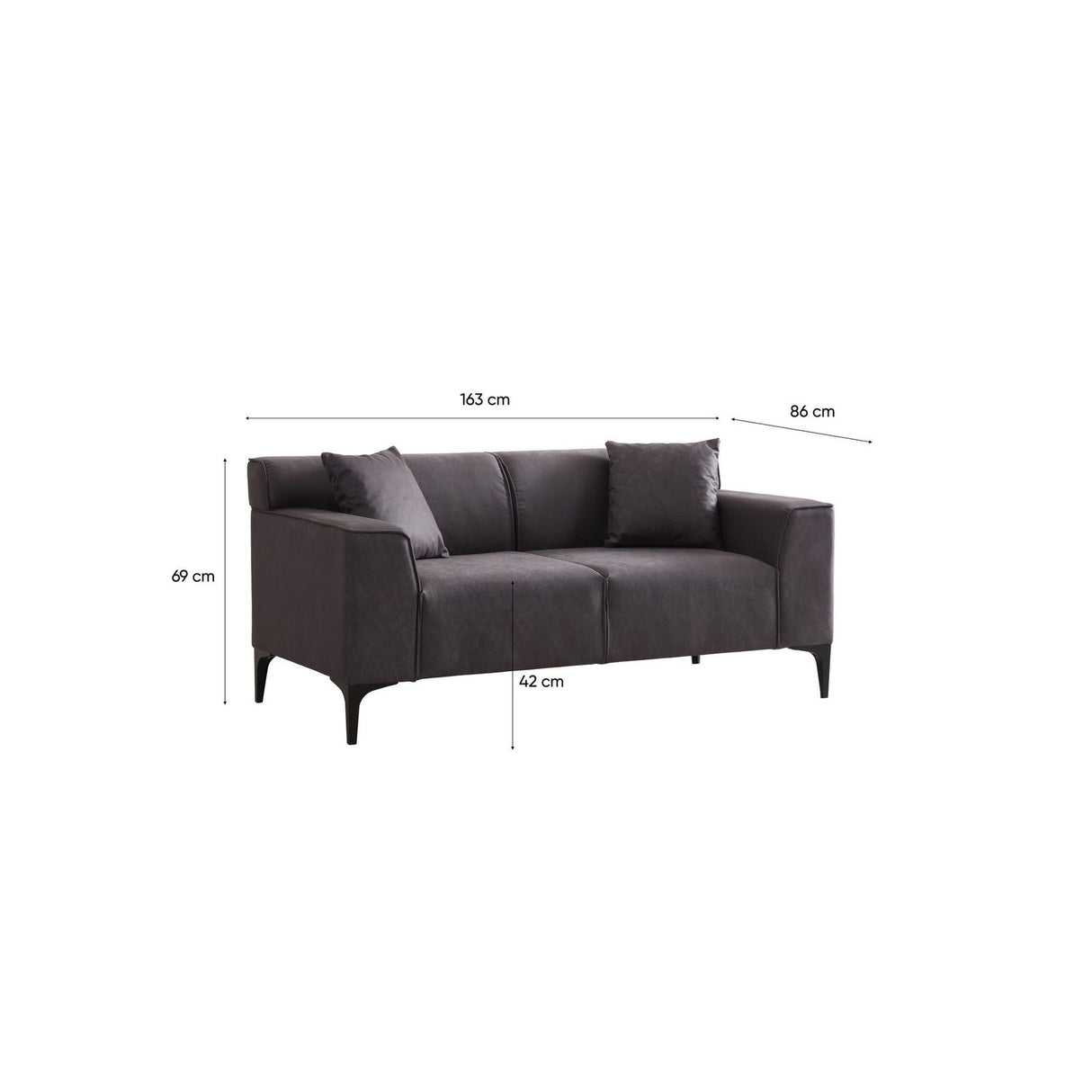 Piccolito 2-sits soffa Antracitgrå
