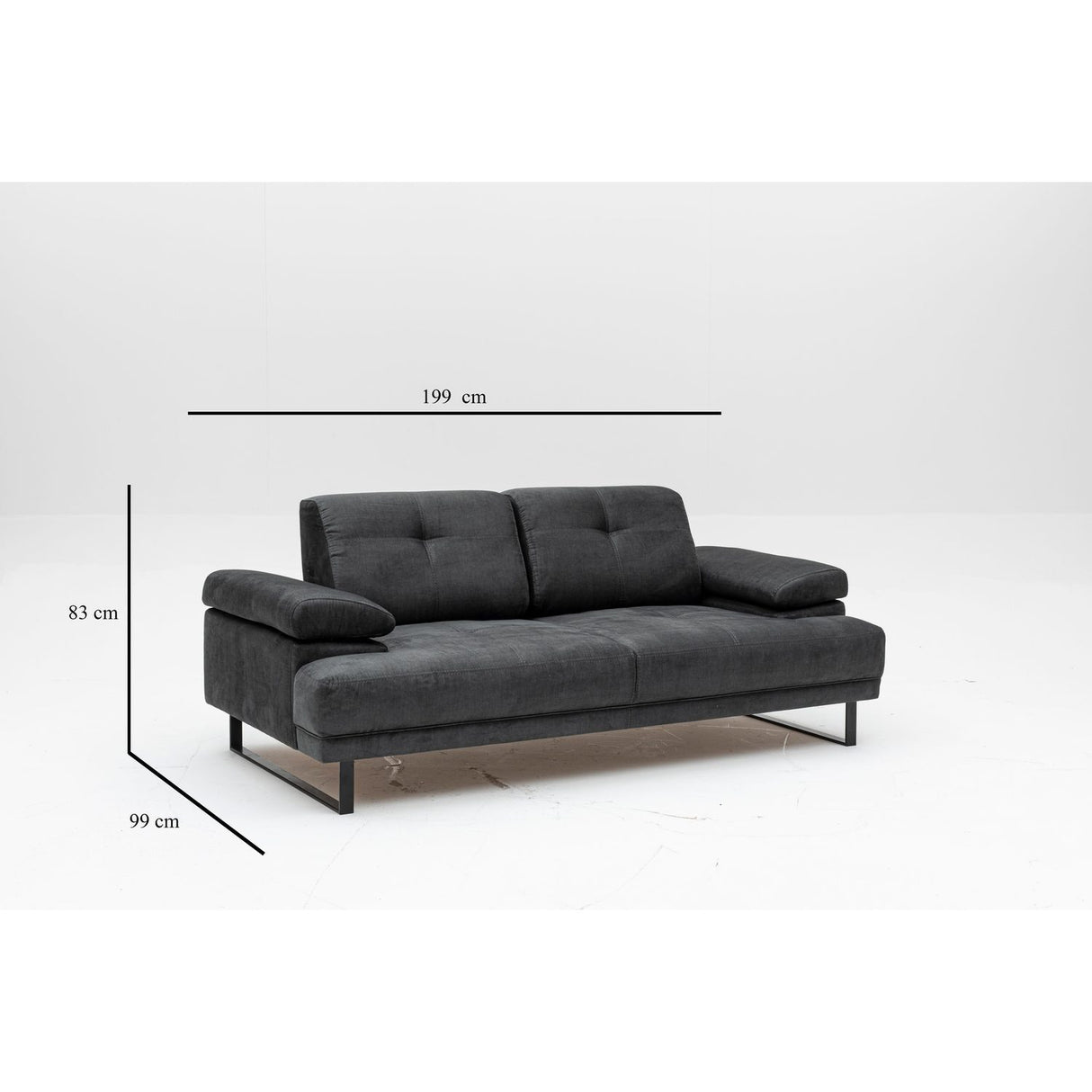 Kingston (199 x 99 x 83 cm) 2-sits bäddsoffa Antracit