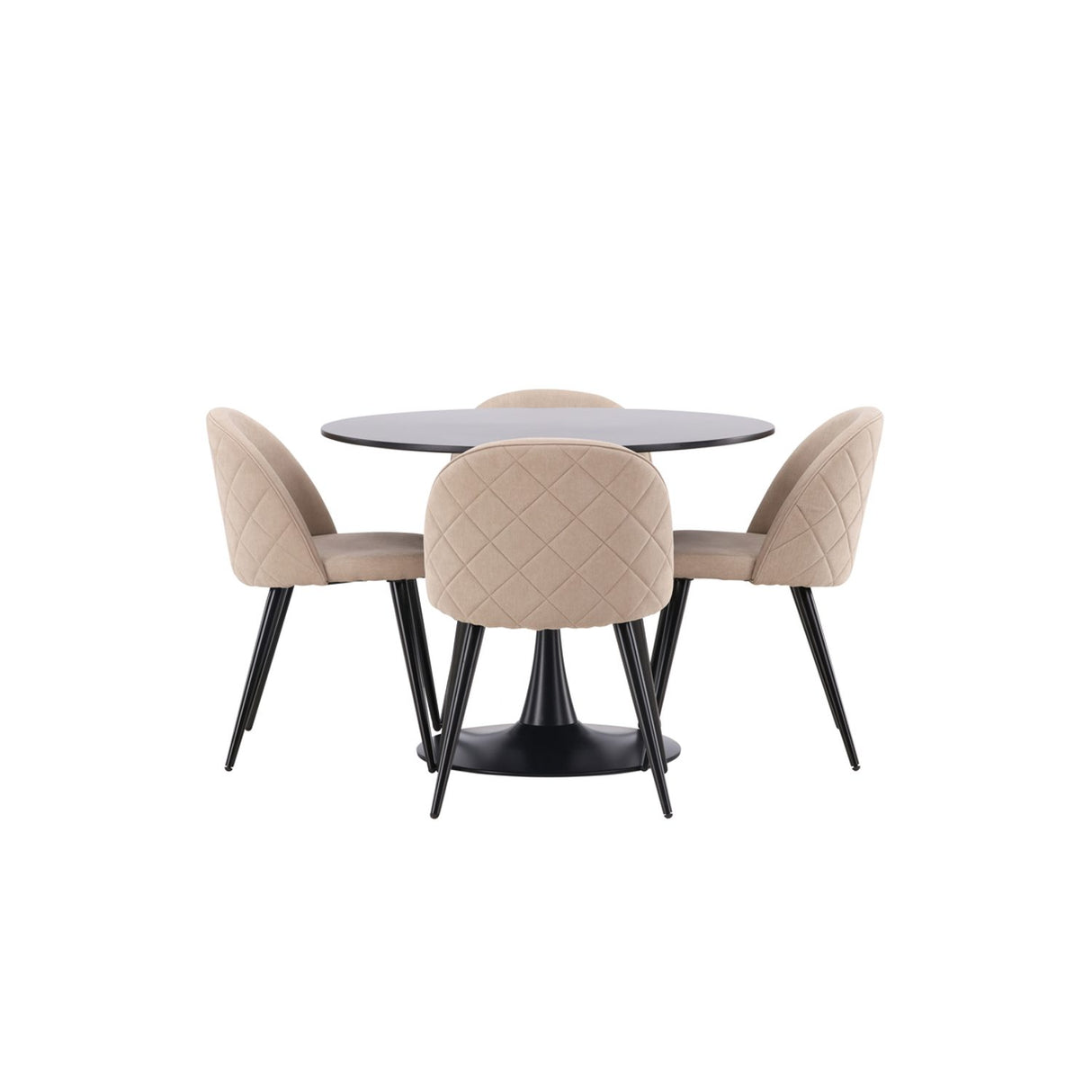 Glade, Velvet Rund matgrupp Beige, Svart, Svart, ⌀100