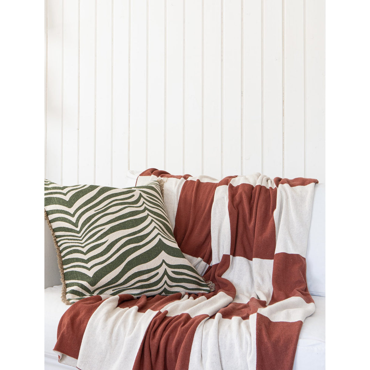 Square 130x170 cm Pläd Mörk Terracotta