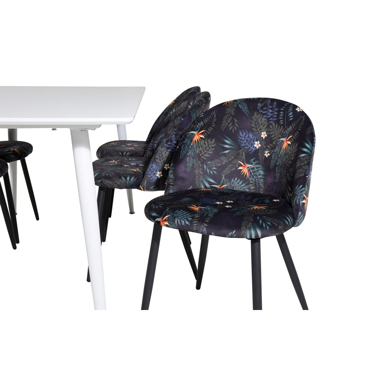 Polar, Velvet Rektangulär matgrupp Svart, Vit, 180 x 90