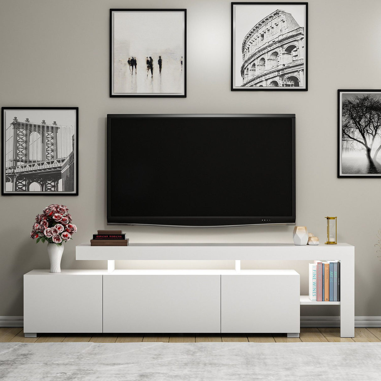 Beliz (192 x 53 x 37 cm) Vit TV-bänk