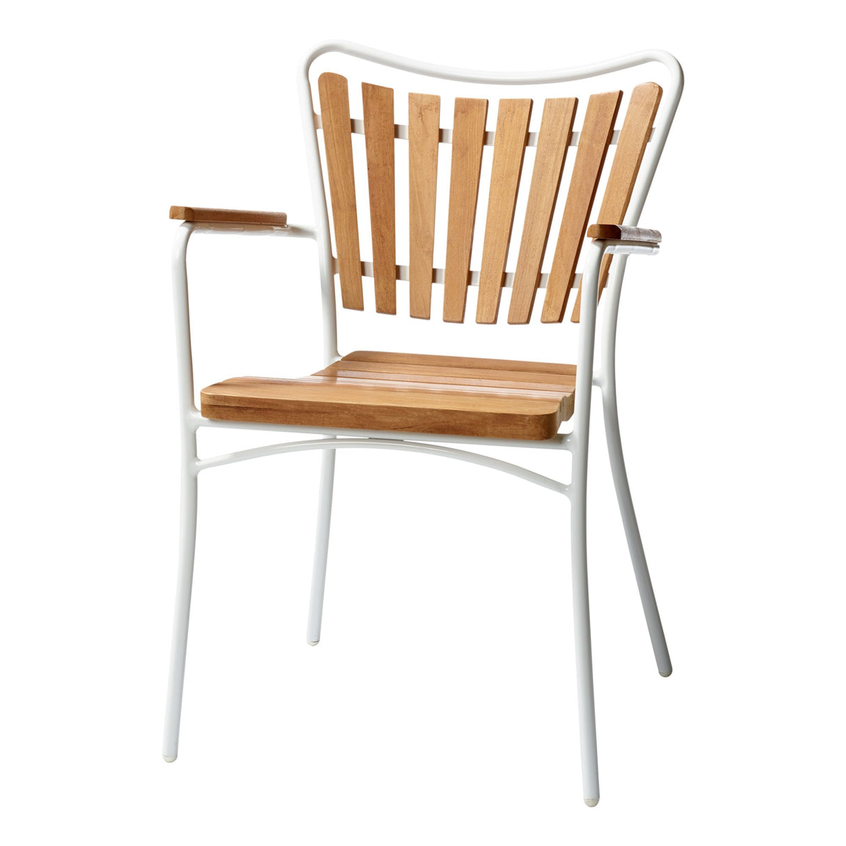 Ellen Trädgårdsmöbelset i Teak och Aluminium 110 cm + 4 stolar, Vit