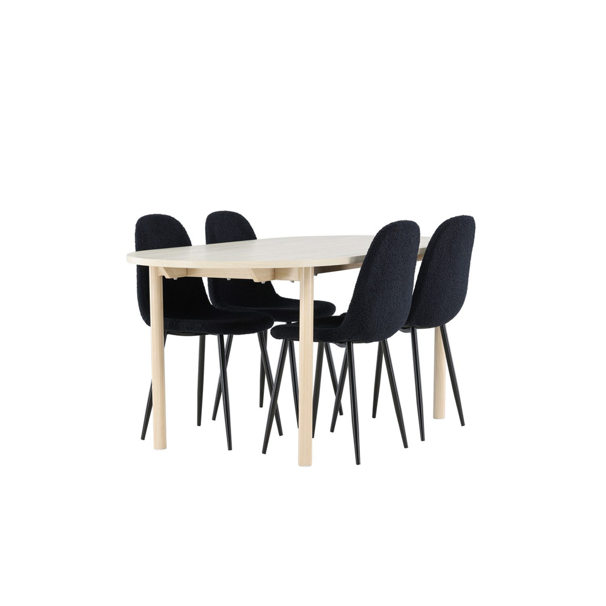 Andy, Polar Ovalt matgrupp Svart, Vitlaserad, 180 x 90