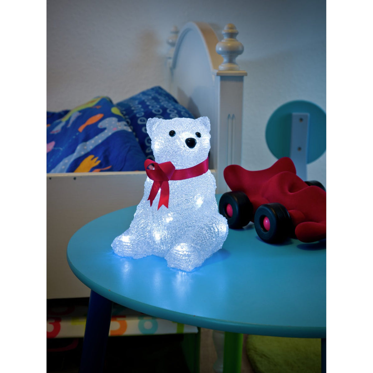 Björn akryl 18cm LED 3xAAA Ljusdekoration Inne