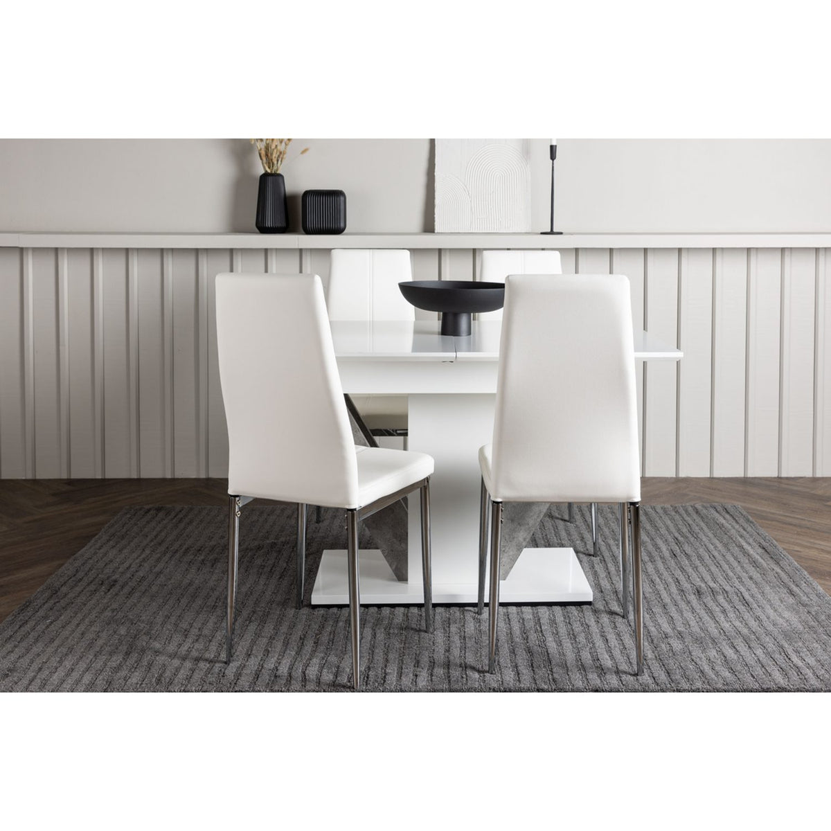 Disa, Pastill Rektangulär matgrupp Silver,Vitt, Grå,Vitt, 120 x 80