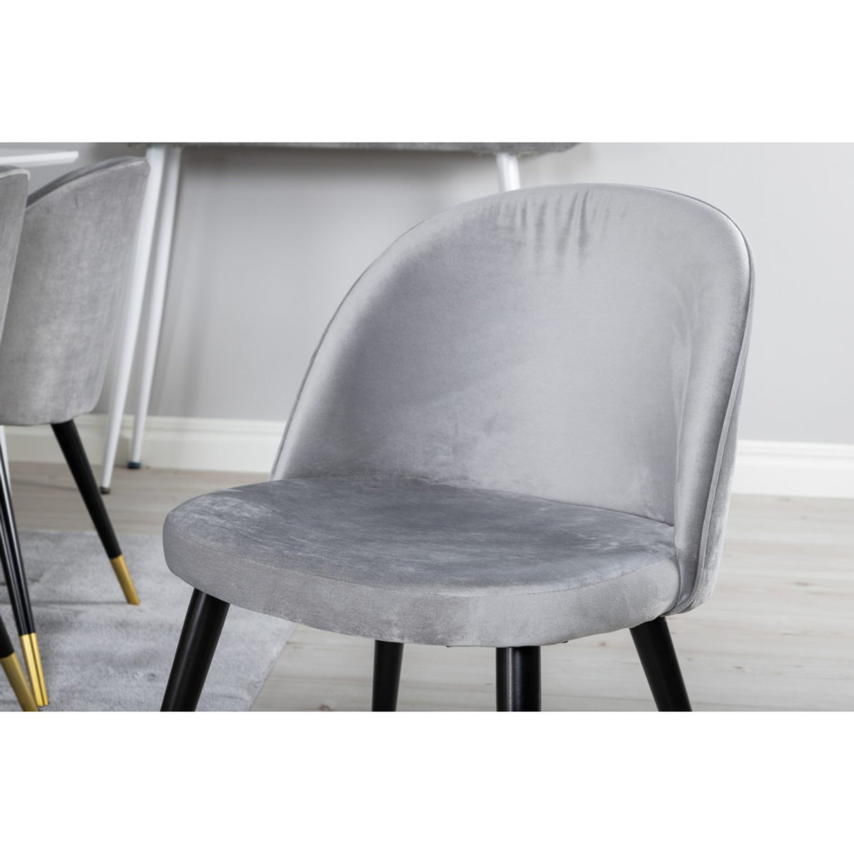 Polar, Velvet Rektangulär matgrupp Svart,Guld,Grå, Vit, 180 x 90