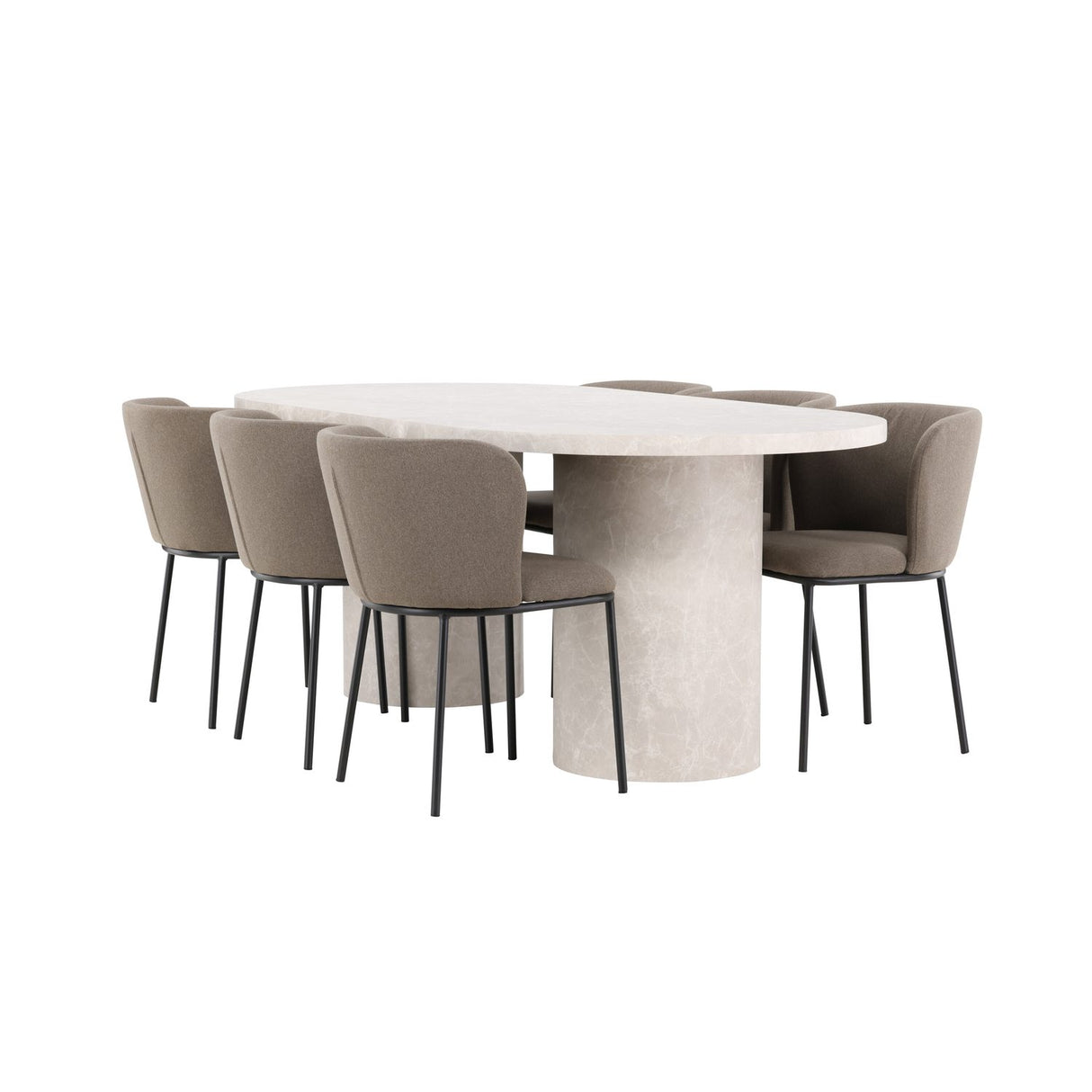Narvik, Edina Oval matgrupp Svart,Brun, Beige, 200 x 100