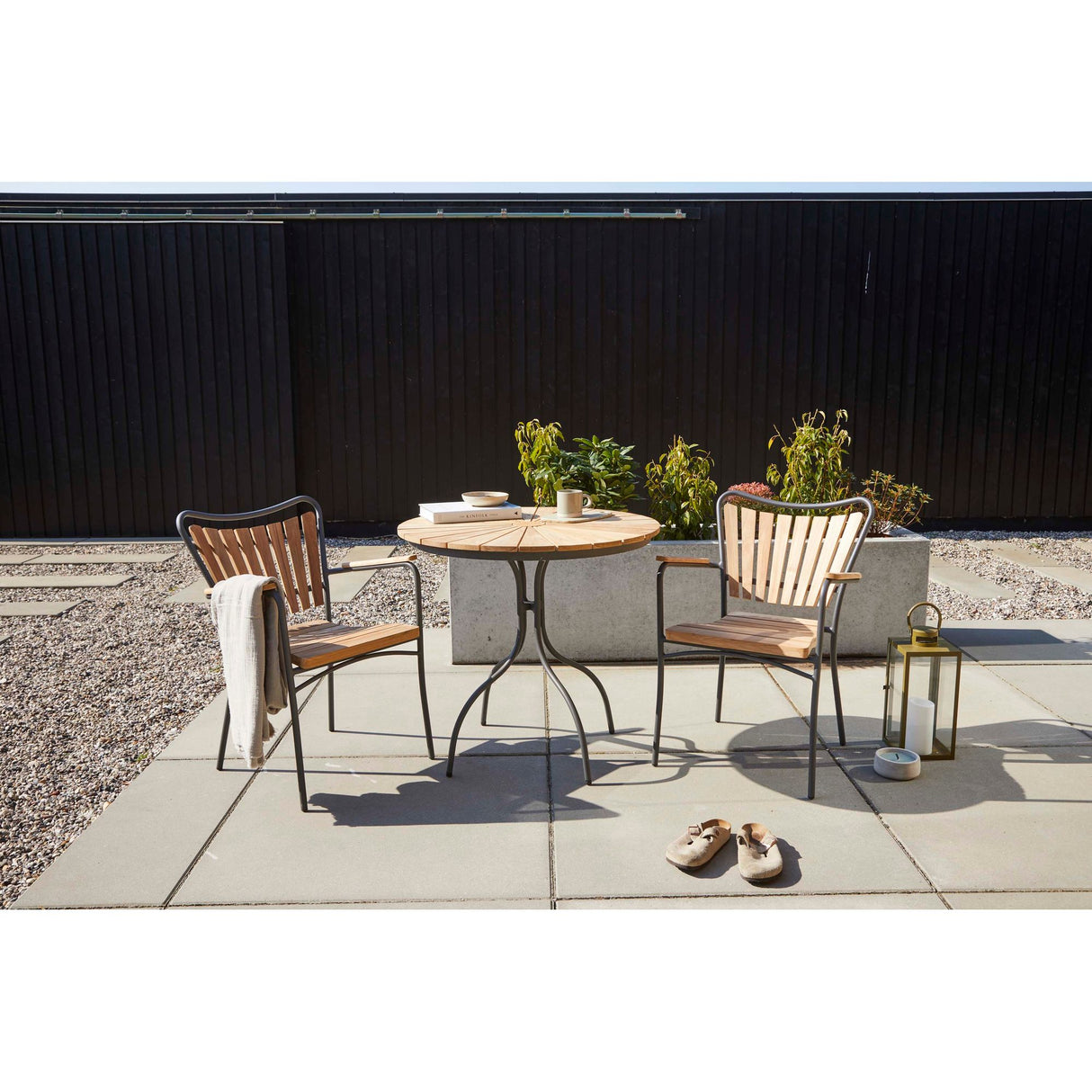 Ellen Trädgårdsmöbelset i Teak och Aluminium 80 cm + 2 stolar, Antracit