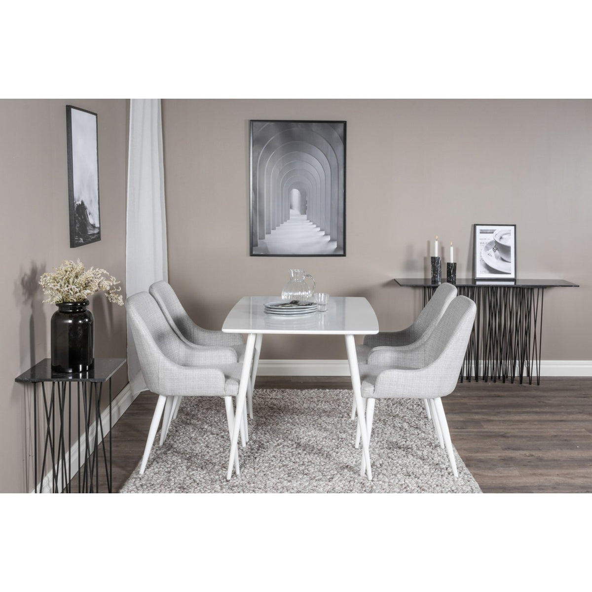 Polar, Plaza Rektangulär matgrupp Grå,Vit, Vit, 120 x 75