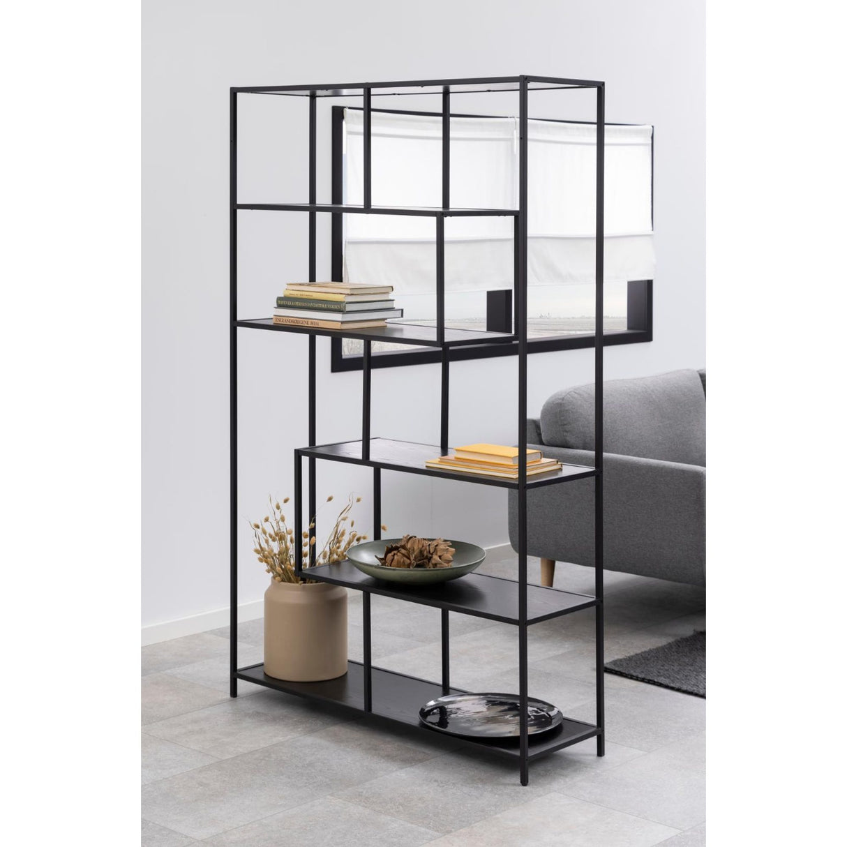 Notting Hill Bokhylla 185x114x35 cm Svart Ask