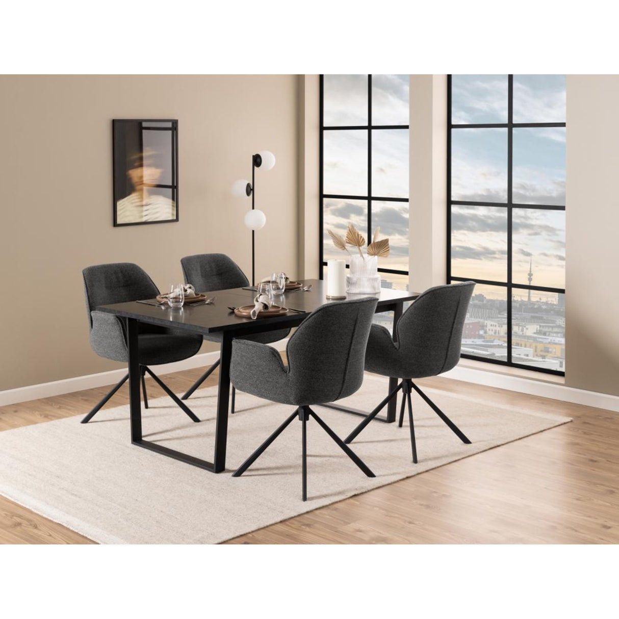 Millau Karmstol Snurr Monza tyg Antracit