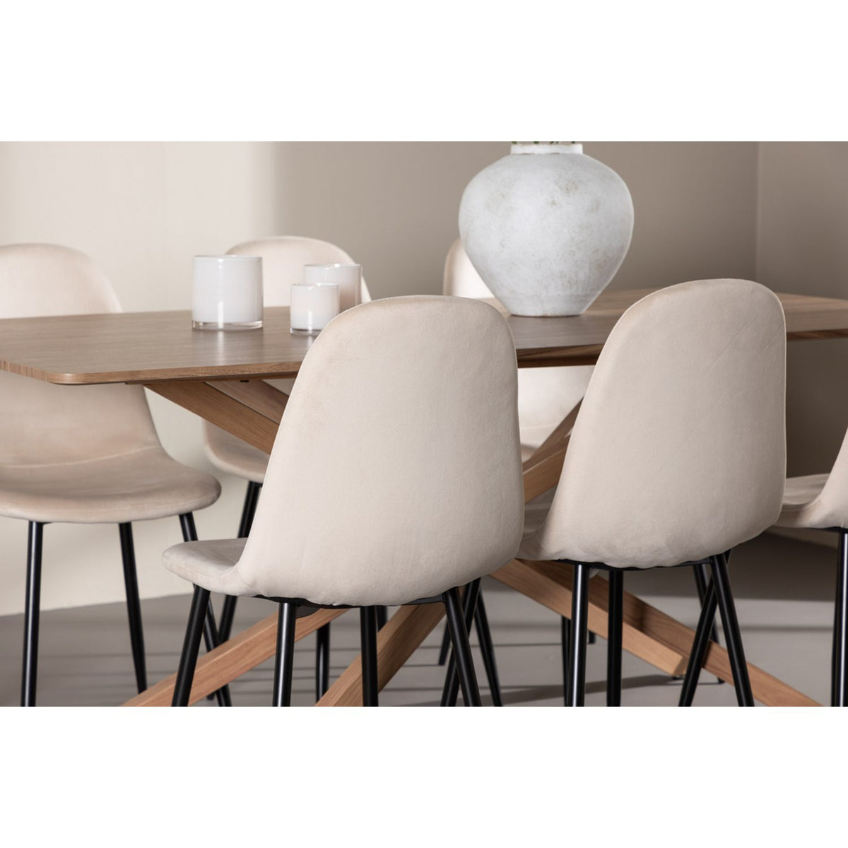Piazza, Polar Rektangulär matgrupp Beige,Svart, Mocka, 180 x 90