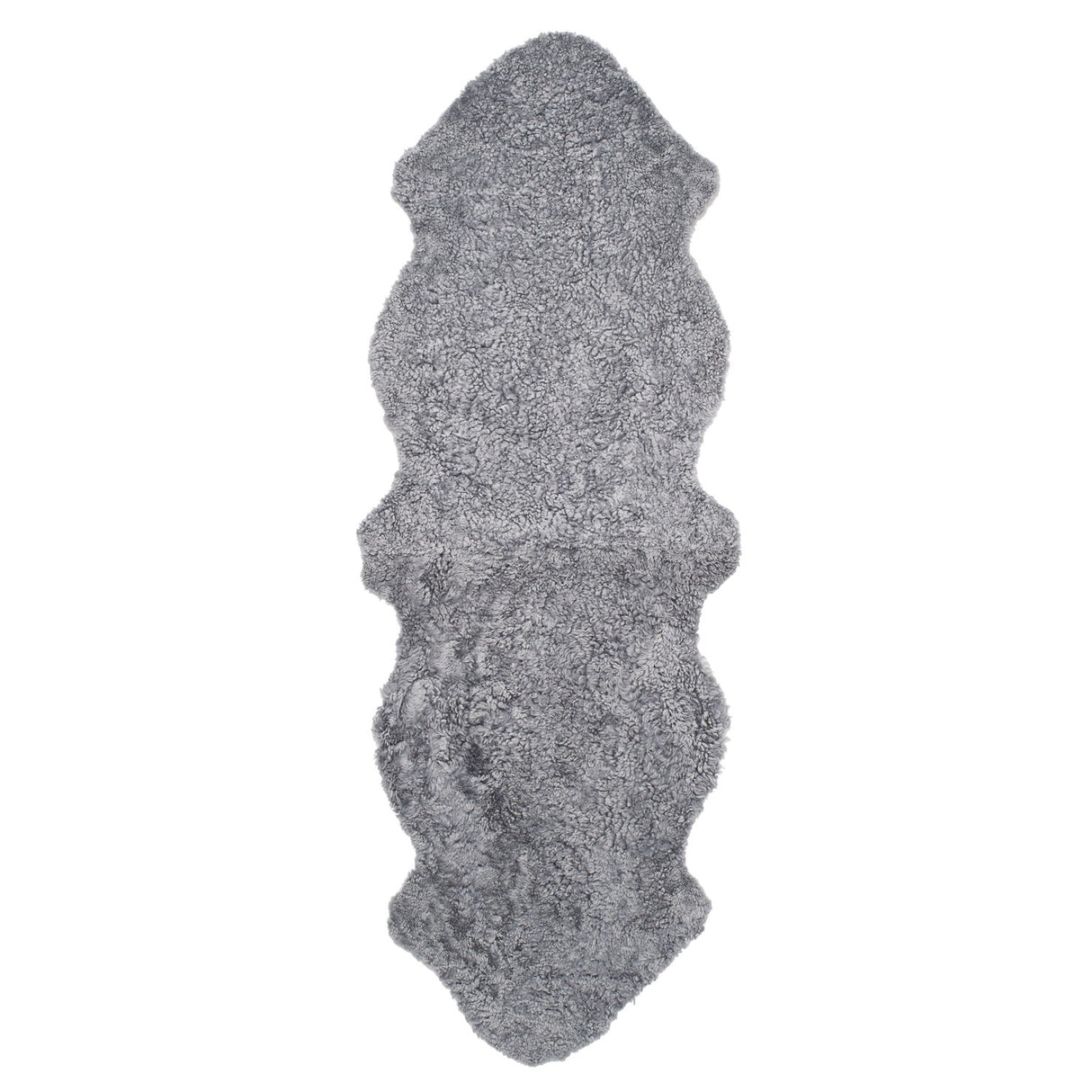 Curly Dubbel Fårskinn Fäll Charcoal Grey Silver
