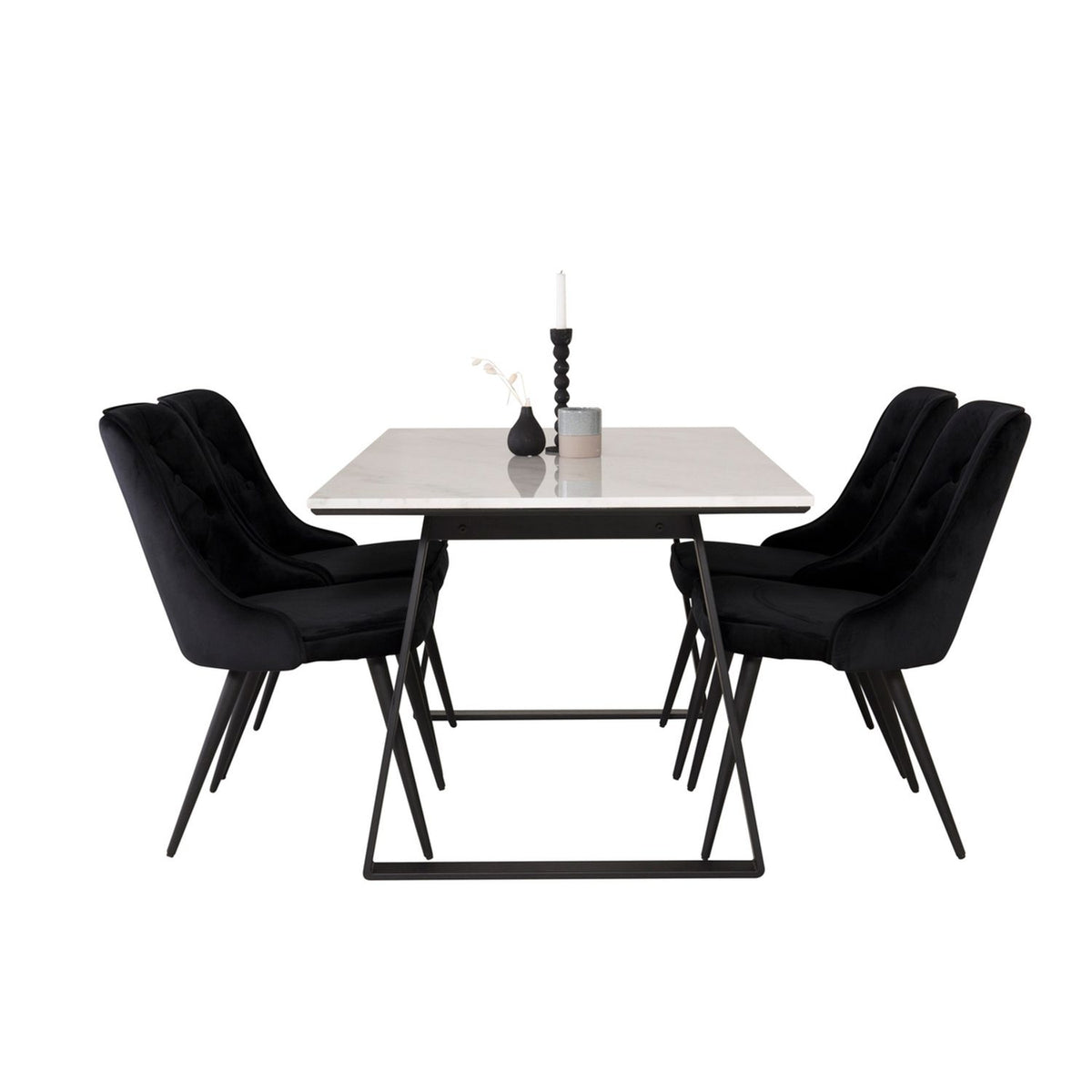 Estelle, Velvet Deluxe Rektangulär matgrupp Svart, Svart,Vitt, 140 x 90