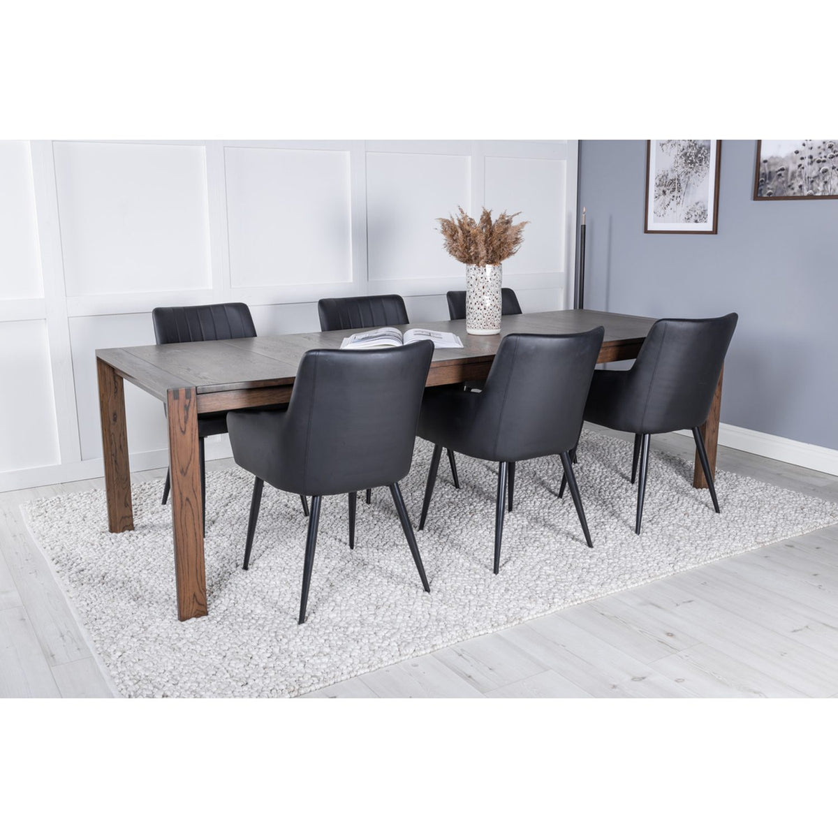 Slider, Comfort Rektangulär matgrupp Svart, Natur, 170 x 95